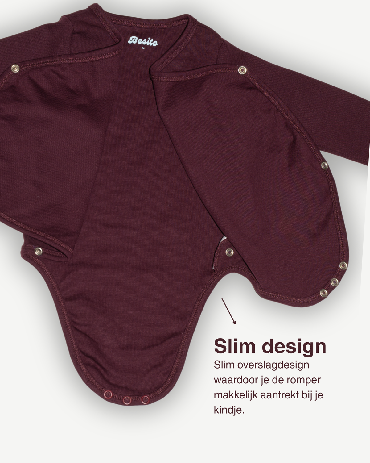 de reden waarom je dit wil hebben met de overslagromper van besito baby in chocolate bordeaux