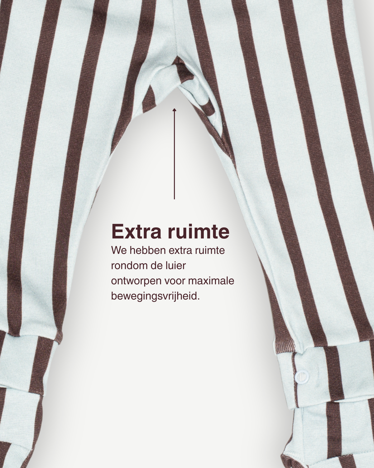 de extra ruimte ontworpen rondom de luierzonde voor extra bewegingsvrijheid legging baby blue stripe