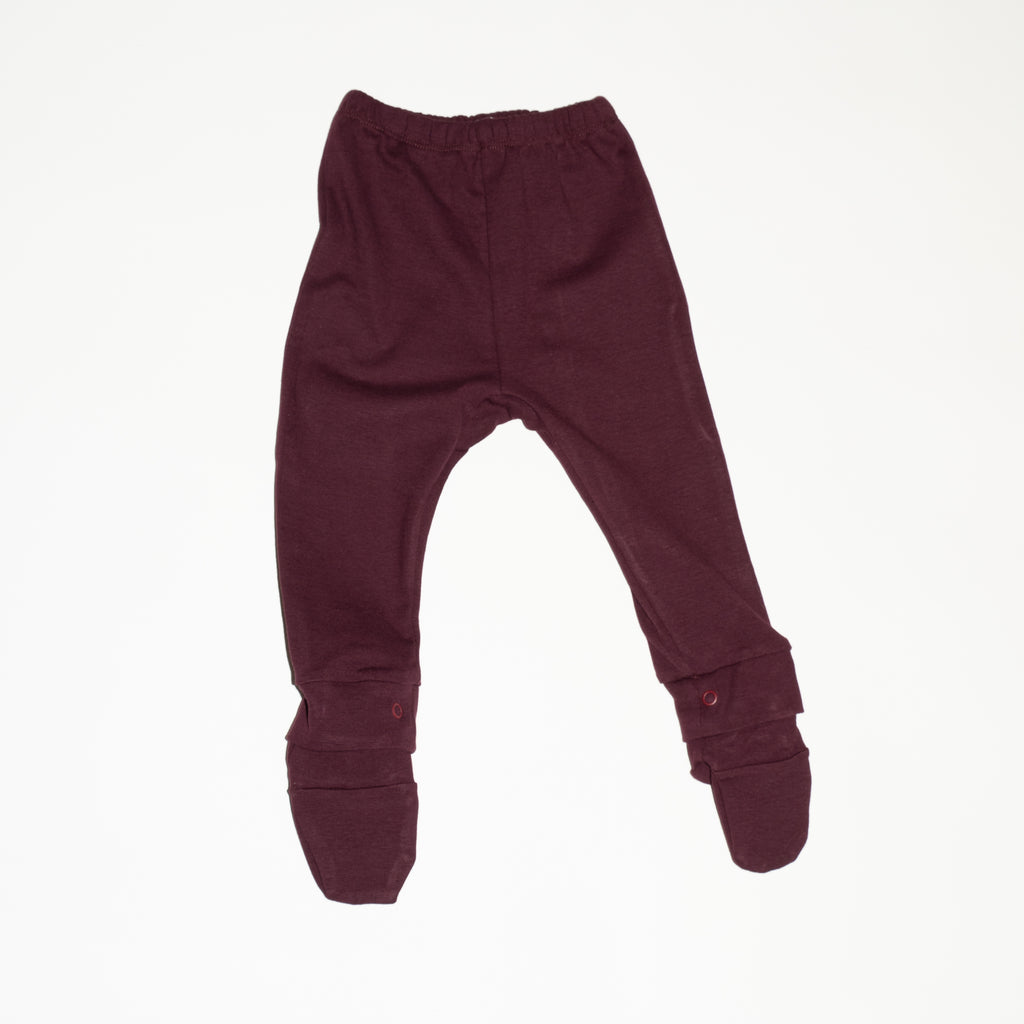 de voorkant van de modulaire legging van Besito baby in de kleur chocolate bordeaux