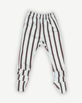 de voorkant van de besito baby legging met afneembare sokjes in de kleur baby blue stripe