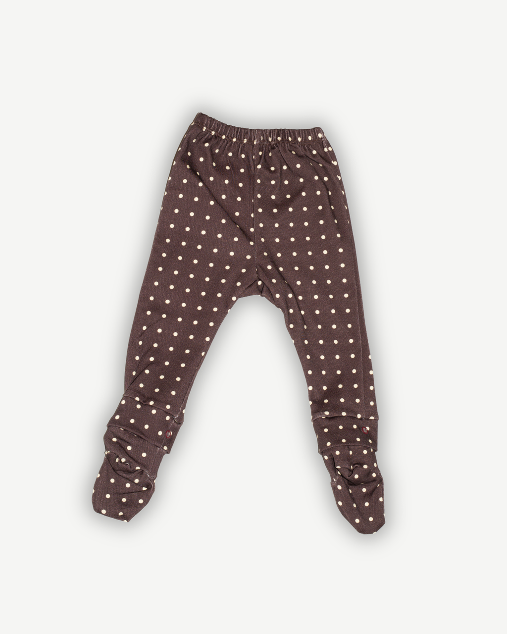 de voorkant van de polka dot legging van besito baby baby legging met afneembare sokjes