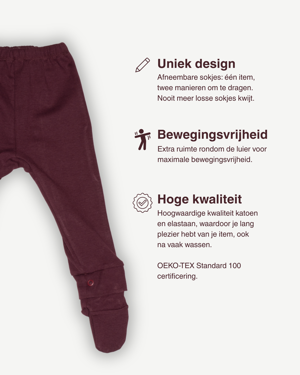 de usp's van de chocolate bordeaux modular legging van besito baby 