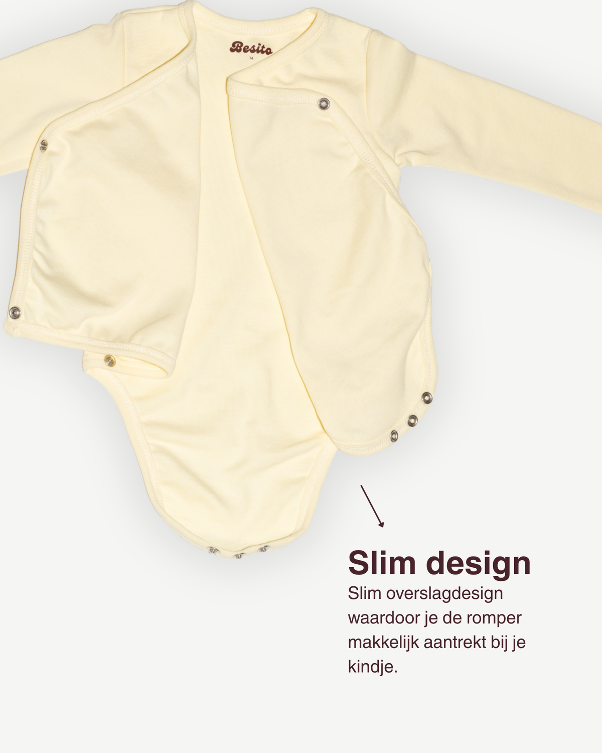 de usp waarom je dit wil van besito baby overslag romper in butter yellow