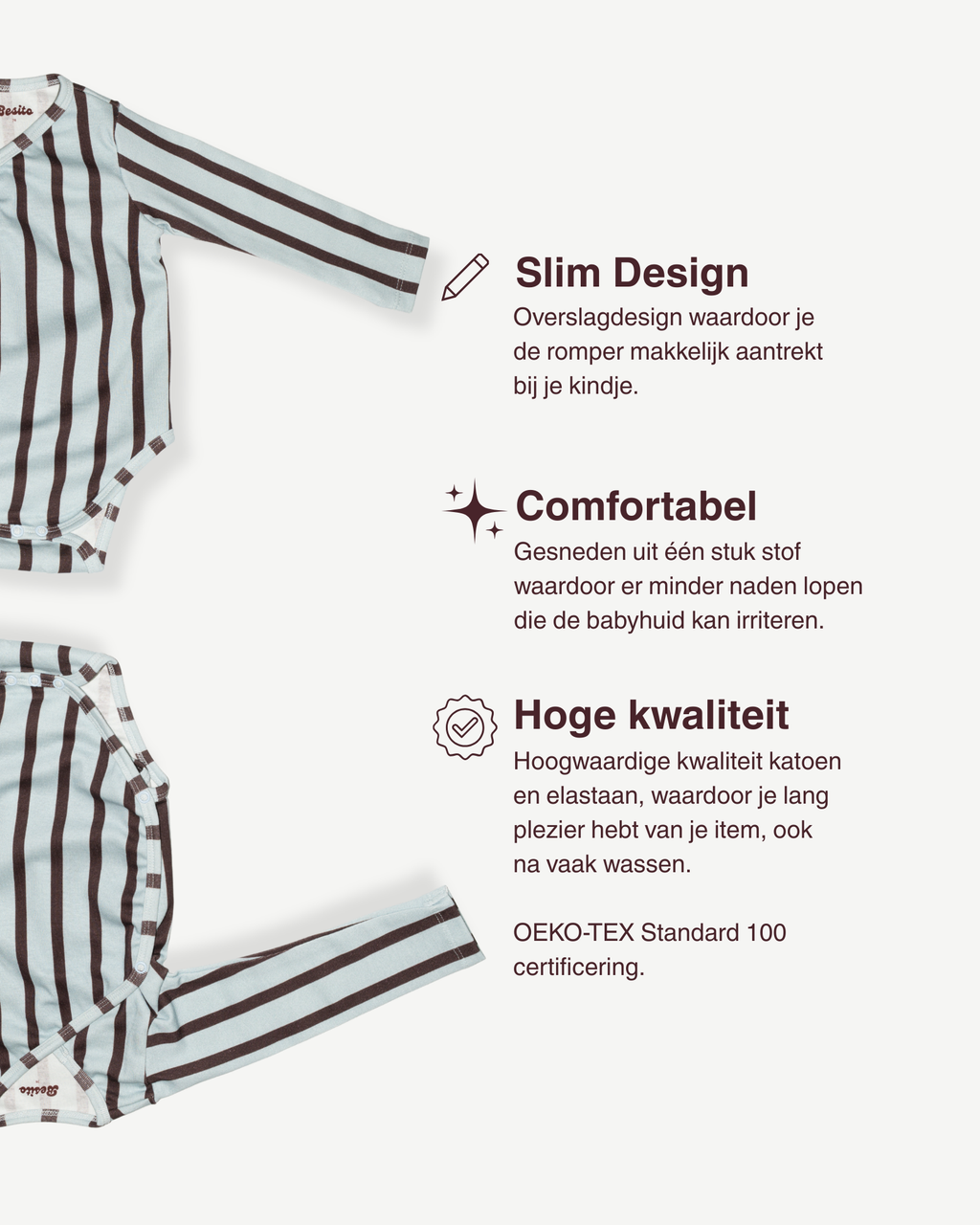 usp's van de wrap bodysuit van besito baby in baby blue stripe