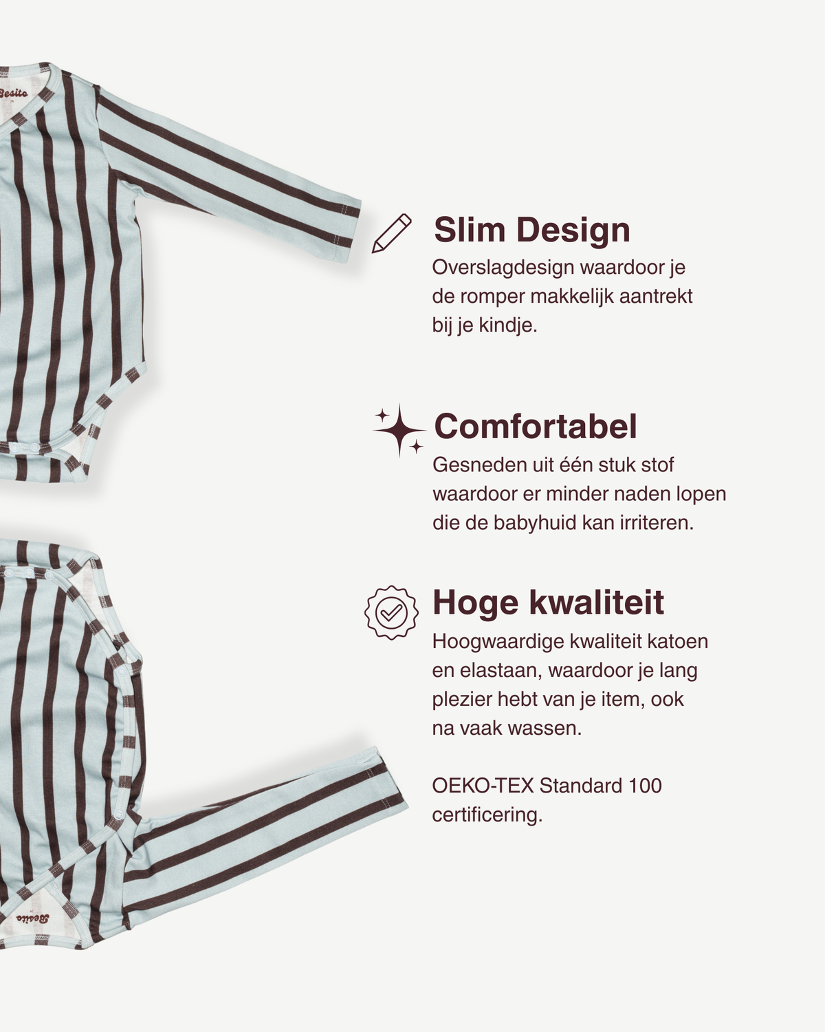 usp's van de wrap bodysuit van besito baby in baby blue stripe